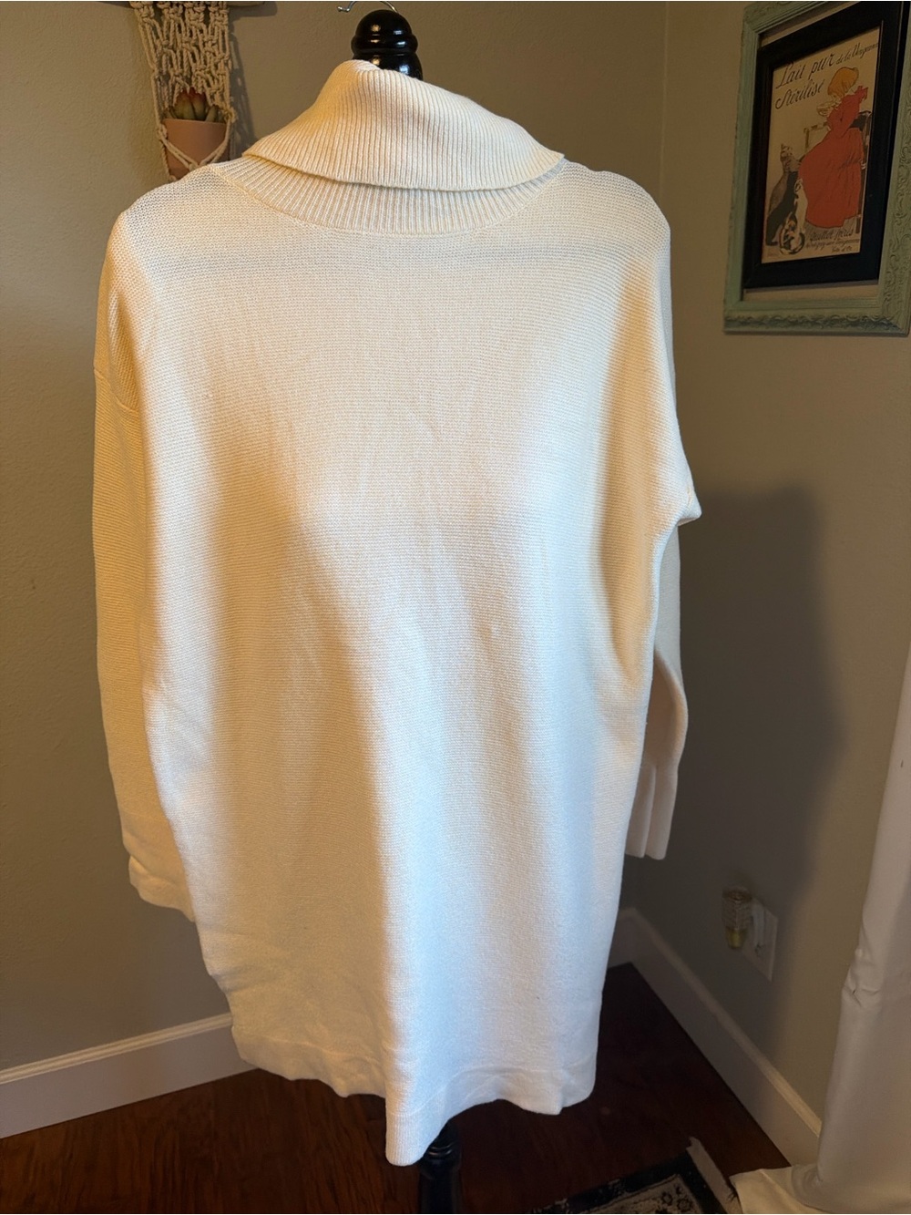 Cream Turtleneck Oversized Women's Sweater